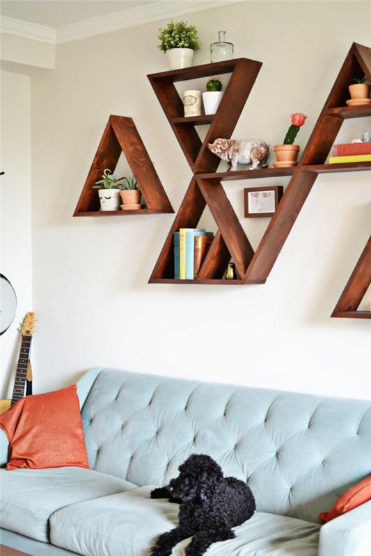 rakentaa omat seinähyllysi diy huonekalut olohuoneen ideoita