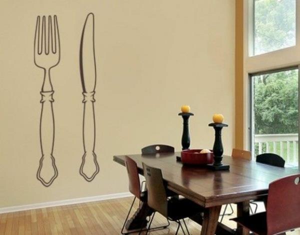 seinä tarra ruokasalissa seinän suunnittelu seinätarra haarukka veitsi