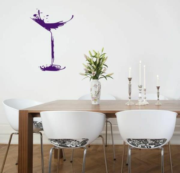 seinä tarra cocktail lasi ruokasali seinän suunnittelu violetti