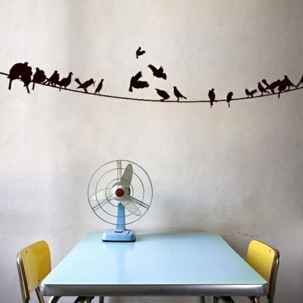 seinätarra ruokasali seinän suunnittelu seinätarrat linnut