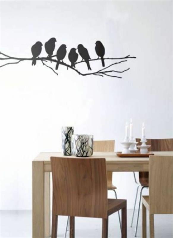 seinä tarra ruokasali seinän suunnittelu seinätarra oksat linnut