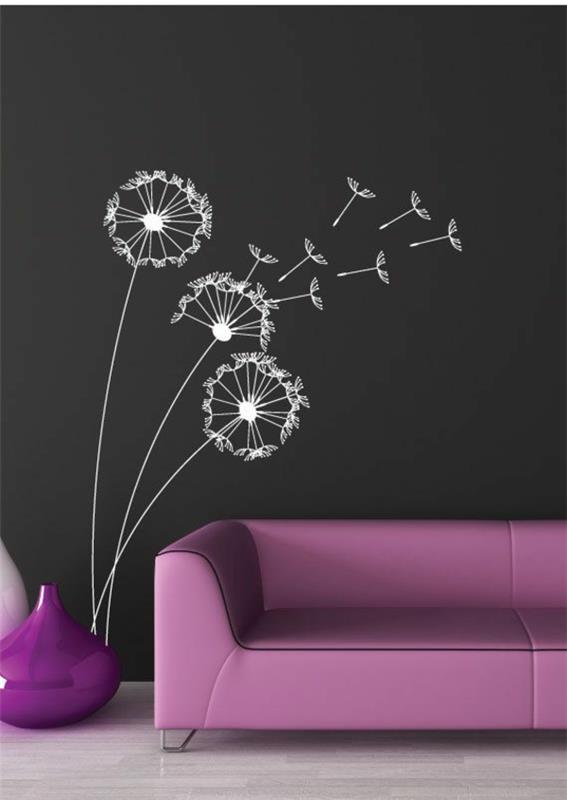 seinä tarra valkoinen luonto violetti moderni trendi väri