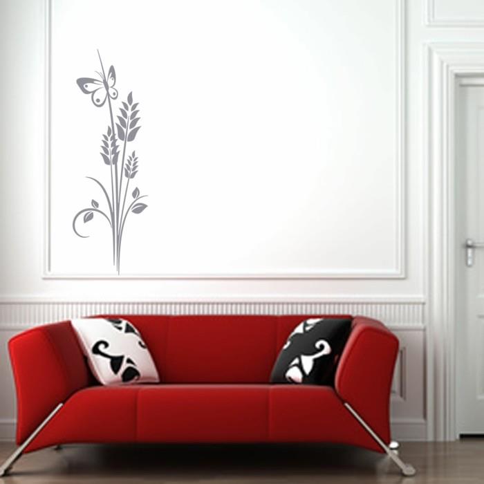 seinä tarrat kukat olohuone punainen sohva