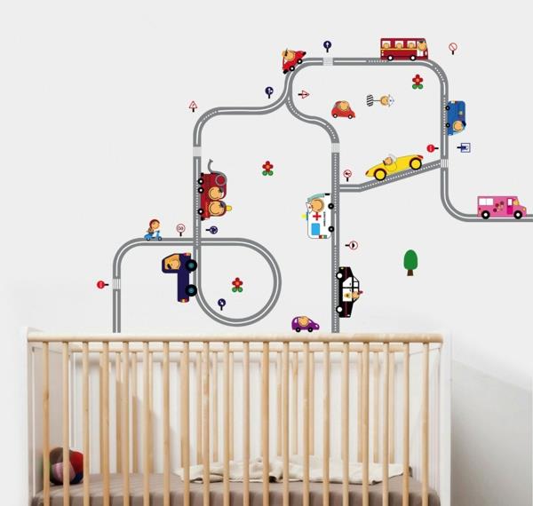 seinätarrat lastenhuoneeseen pinnasänky vauvan huone