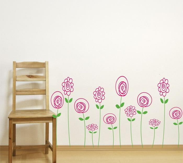 seinätarrat luova seinäsuunnittelu seinäkoristeideat kukat