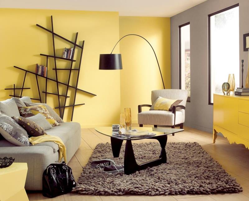ideoita lämpimät seinävärit olohuoneen seinän väri keltainen