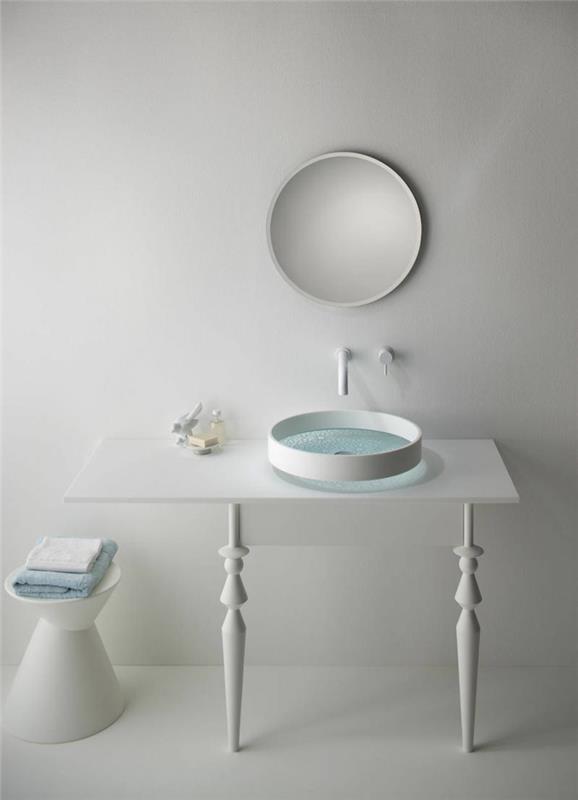 pesuallas muotoilu pyöreä valkoinen minimalistinen kylpyhuone huonekalut