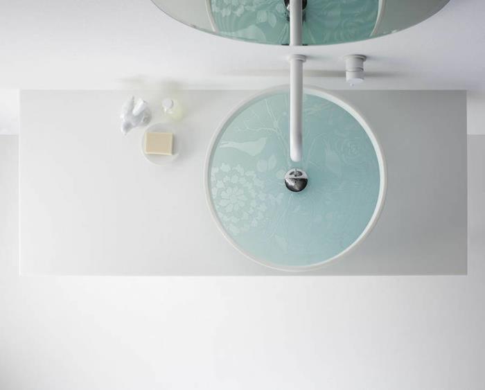 pesuallas muotoilu pyöreä muoto lasiteräs valkoinen kylpyhuoneen kalusteet