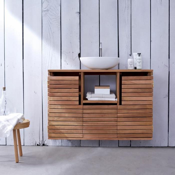 turhamaisuus puu moderni kylpyhuone ideoita puukalusteet