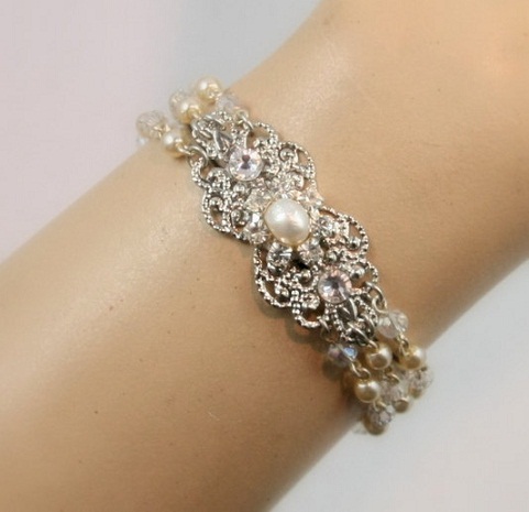 Perle brude armbånd