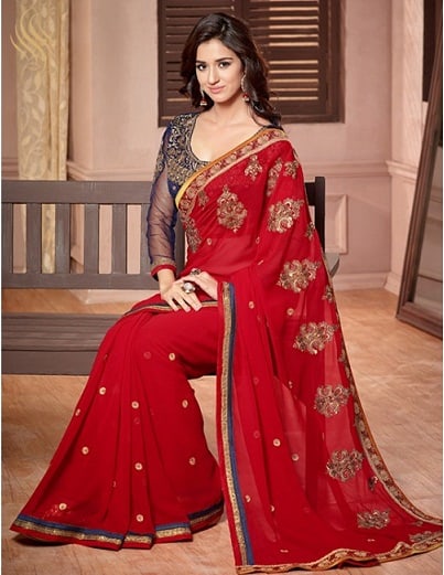 Rød Bryllup Saree