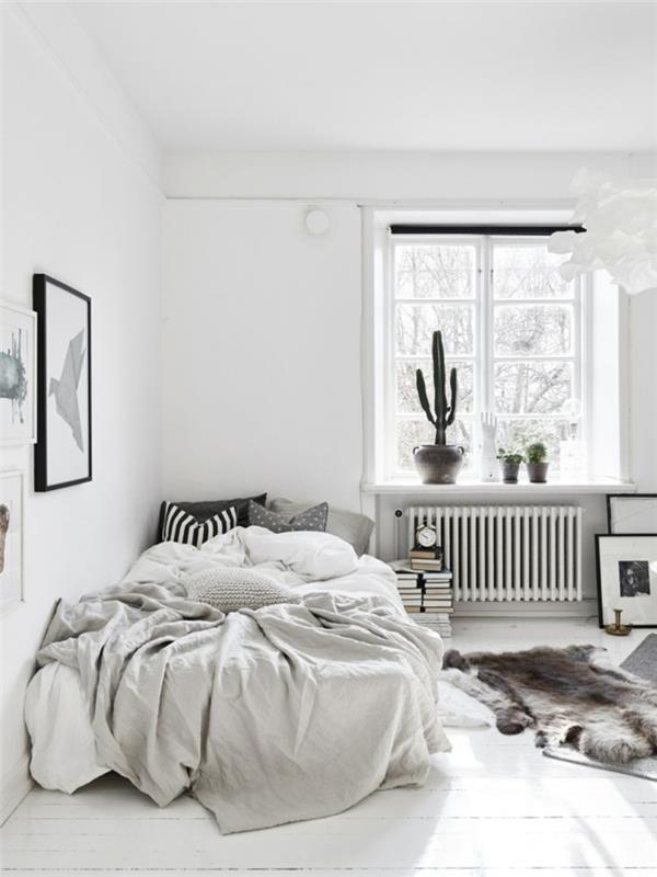 valkoinen seinämaali elävät ideat makuuhuoneen turkismatto seinäkoriste