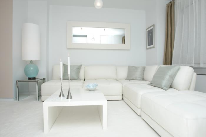 valkoiset olohuoneen huonekalut ecsofa sohvapöytä koriste -esineet