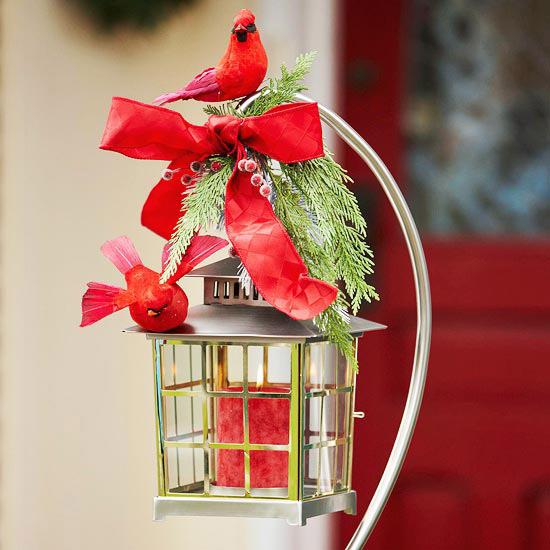 joulukoriste koristeet sisäänkäynti punaiset kynttilät lintu