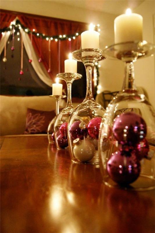 joululahjaideoita purkkeihin, joissa on palloja ja kynttilöitä