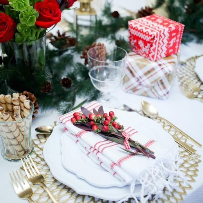 joulupöydän koristelu klassinen lautasen loisto
