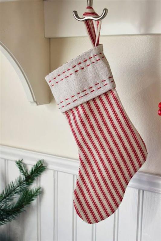 joulu käsityöt nicholas saappaat ompelu punainen valkoinen raita kuvio