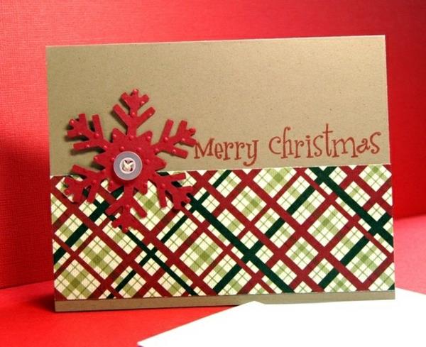 joulu käsityöideoita tinker joulukortteja itse lumihiutale painettu ruutukuvio