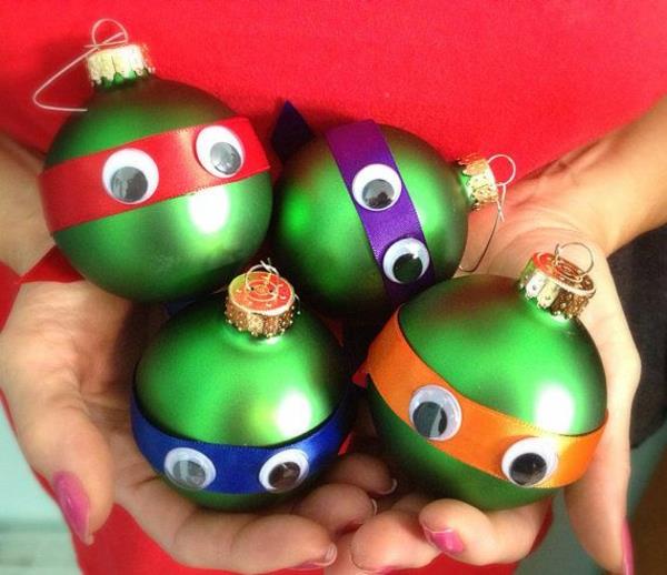 joulu käsityöideoita joulupallot vihreät kilpikonnat kilpikonnia