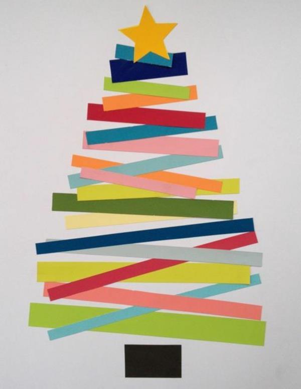joulu käsityöt joulukortit näpertely kuusen väriset paperiliuskat