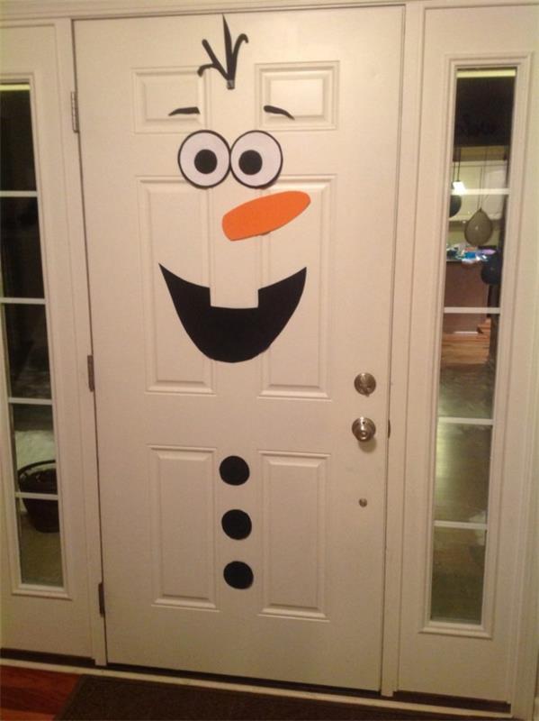 joulu käsitöitä lasten kanssa lumiukko olaf oven koristelu