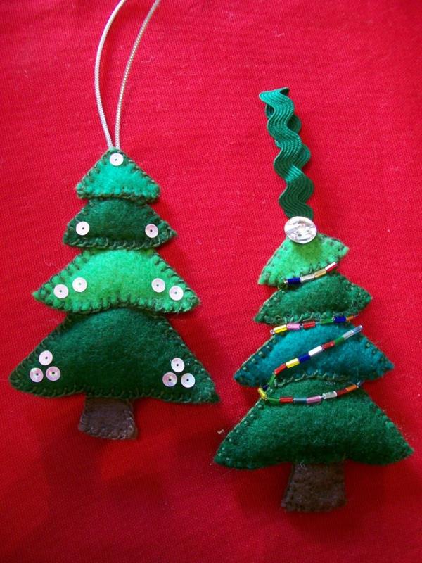 tinker joulukuusi koristeet itse tehdä huopa vihreä puu