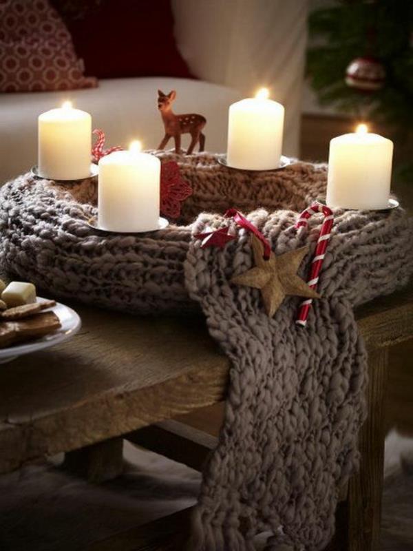 Joulukoristeet tinker seppele neulottu koristelu kynttilöillä