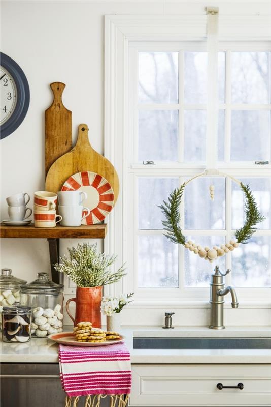 Joulukoriste ikkuna ikkuna keittiö kirkas sisustus