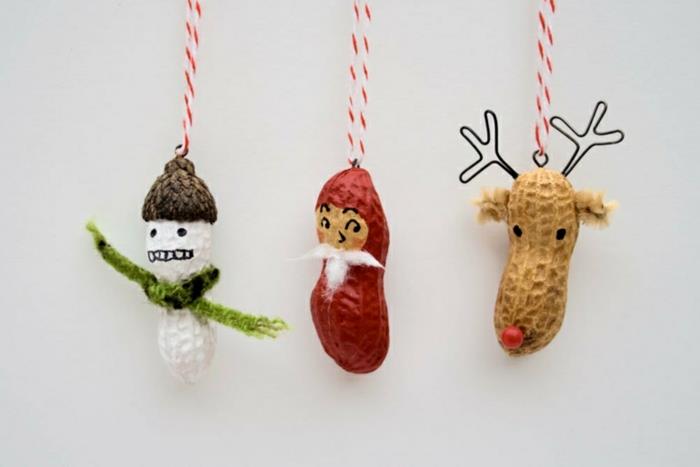 joulukoristeita ideoita diy joulukuusi koristeet tinker itse maapähkinä kuoret puu riipukset
