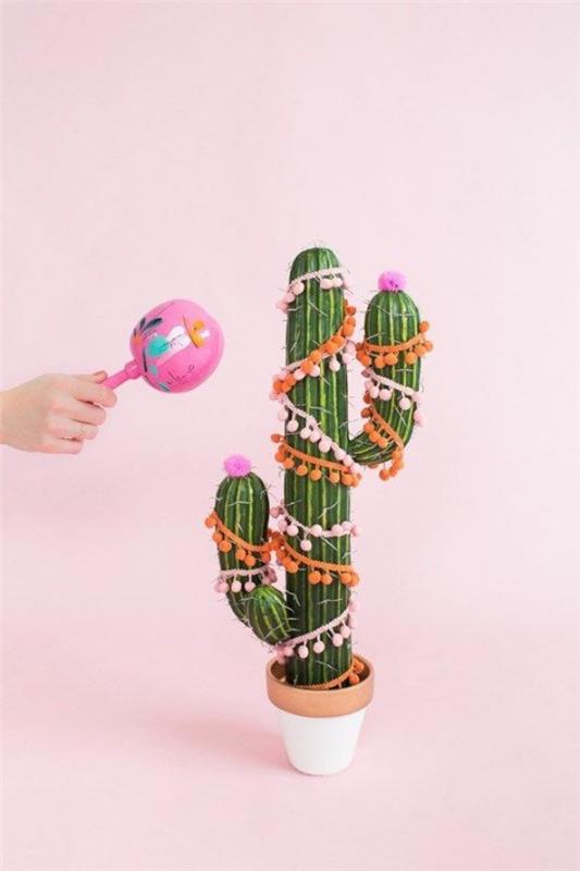 joulukoriste ideoita kaktus koristele värillinen seppele