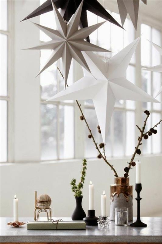ideoita joulukoristeisiin skandinaavisia joulutähti kynttilöitä