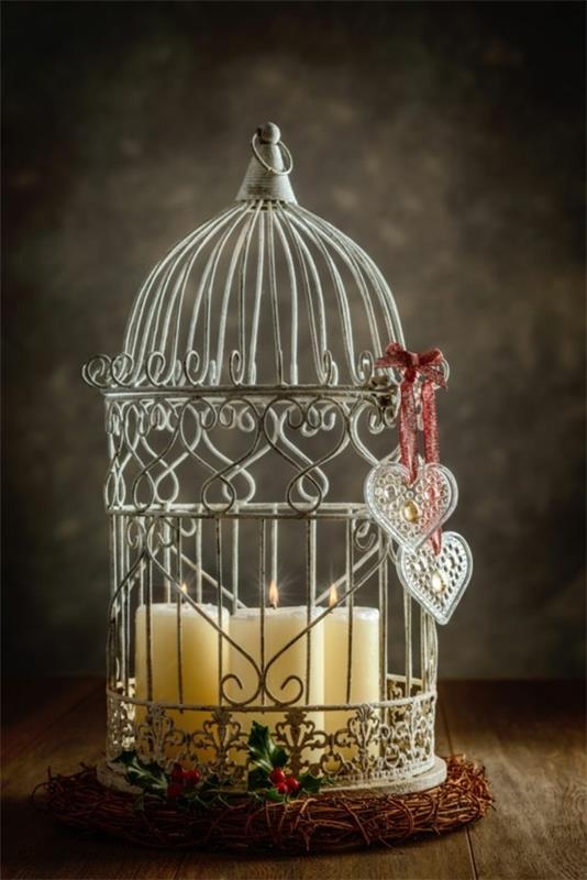 Joulukoristeita ideoita birdcage deco