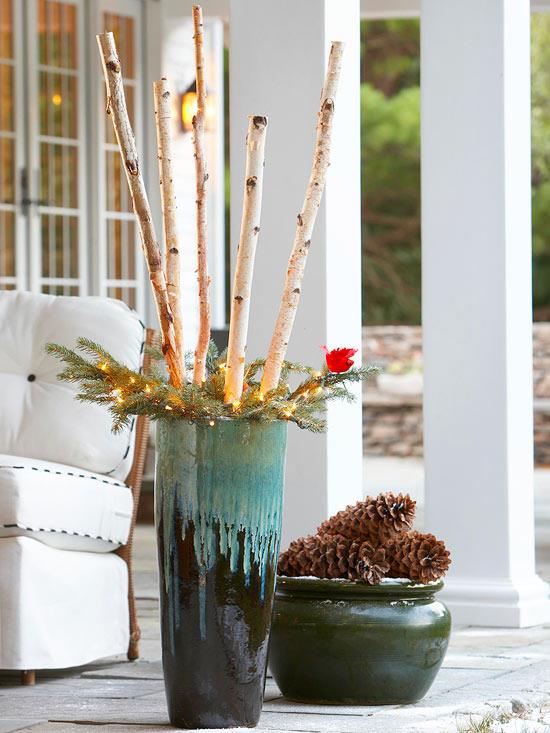 joulukoriste ideoita talvikoriste pinecone kuisti