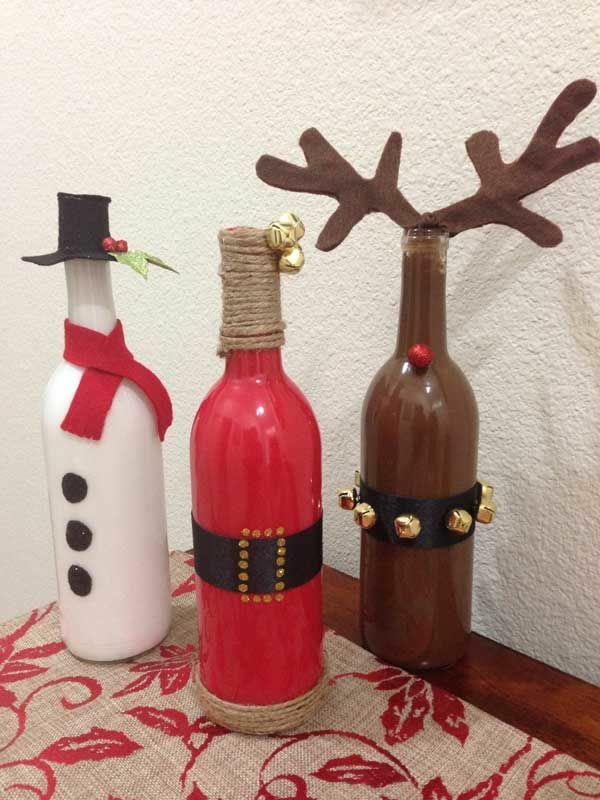 joulukoristeita pulloilla joulu käsityöt joulukoristeiden ideoita