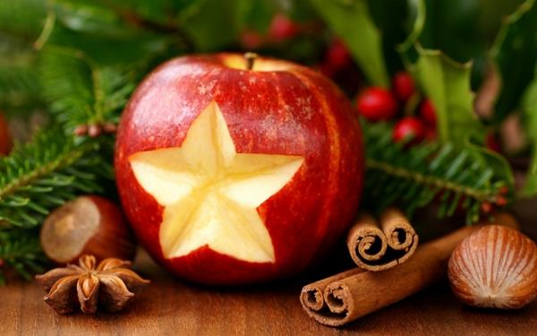 joulukoristeiden ideoita omenatähti