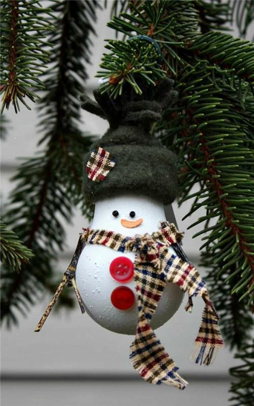 joulukoristeiden ideoita joulukuusi koristeet lumiukko tee itsestäsi vanha hehkulamppu