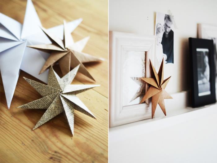 Joulukoristeita ideoita tehdä joulukuusi koristeet itse paperi tähdet