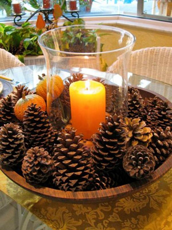 joulukoristeiden ideoita kartio oranssi kynttilä