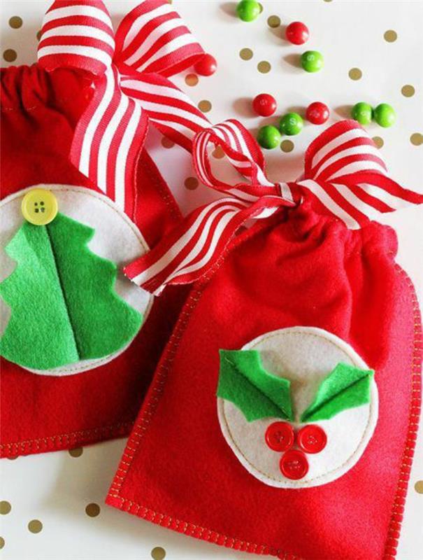 joululahjaideoita diy -ideoita huopapussit punaisia