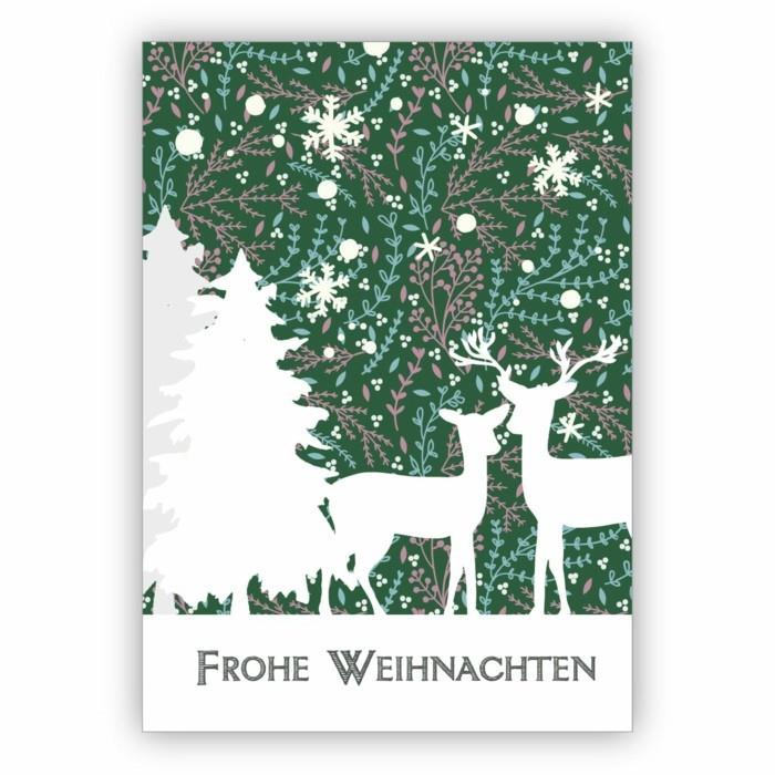 tinker joulukortti siluetti joulu metsä eläimet valkoinen