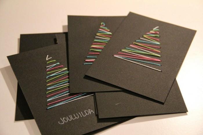 tinker joulukortit diy käärepaperi lanka joulukuusi