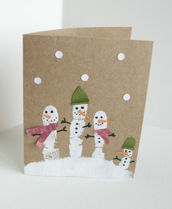 näpertele joulukortteja lasten lumiukkojen kanssa