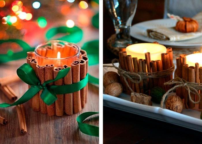 DIY joulupöydän koristelu DIY -lyhdyt kanelitankoilla