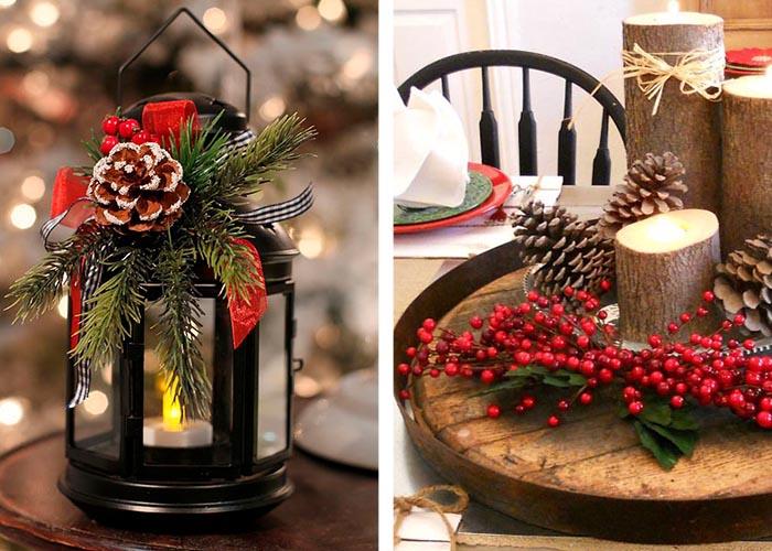 Joulupöydän koristelulyhty koristelee kynttilänjalat puun oksista