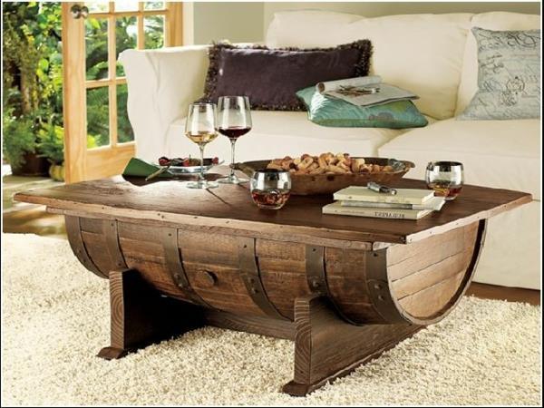 viinitynnyriteline pöytä puu couschtisch rakenna itse diy huonekalut puinen tynnyri puulevy puinen jalusta