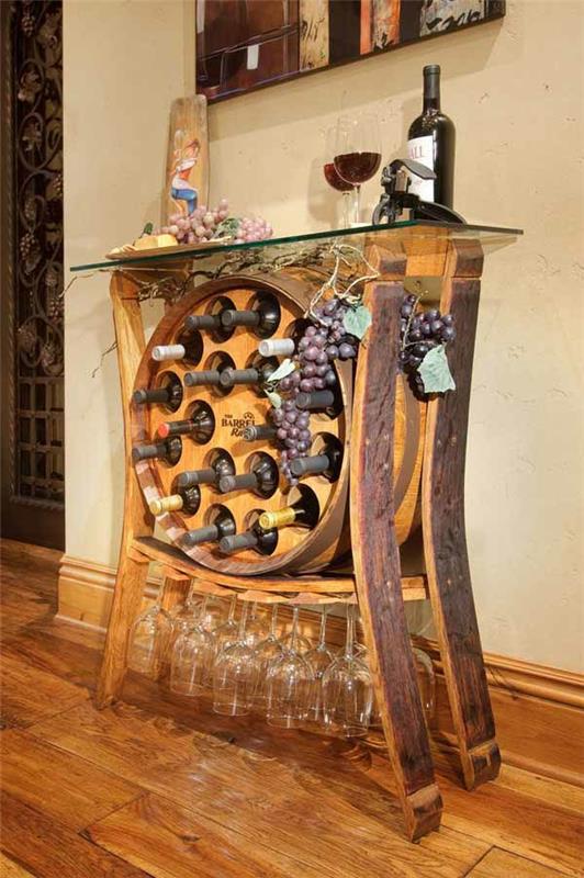 viinitynnyriteline pöytäpöytä viiniteline rakenna itse diy huonekalut viinilasit viinipullot