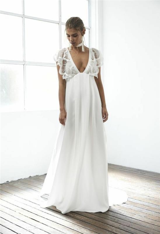 valkoinen boho -tyylinen mekko häät kesä