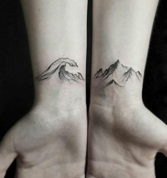 aallot vuoret japanilainen tatuointi ranne