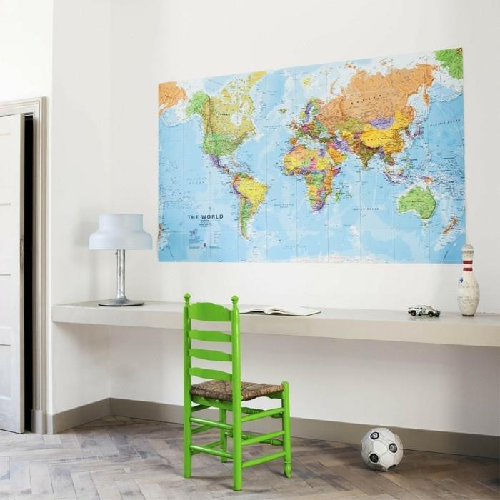 maailmankartan seinän sisustusideoita lastenhuoneen kauniille lattialle