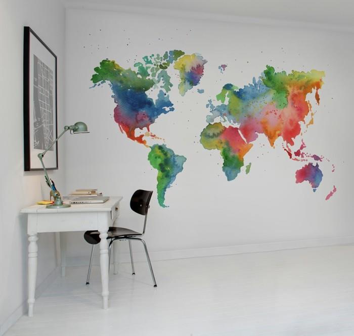 maailmankartta seinän värillinen kartta maailman valkoisesta tunnelmasta